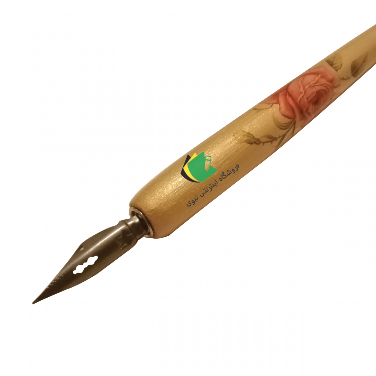  قلم فلزی ایرانی مدل چوبی طرح گل رز