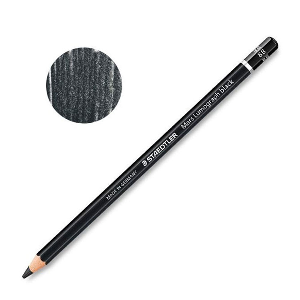 مداد کنته استدلر مدل لوموگراف staedtler mars lumogragh black بدنه مشکی 8B