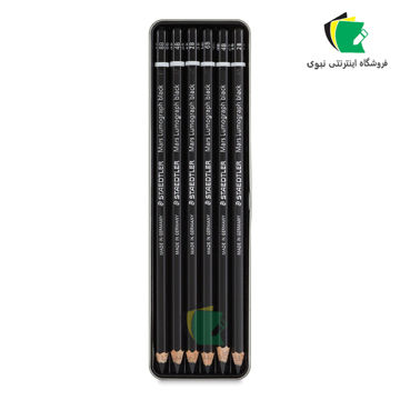 ست مداد کنته استدلر مدل لوموگراف staedtler mars lumogragh black بدنه مشکی بسته 6 عددی