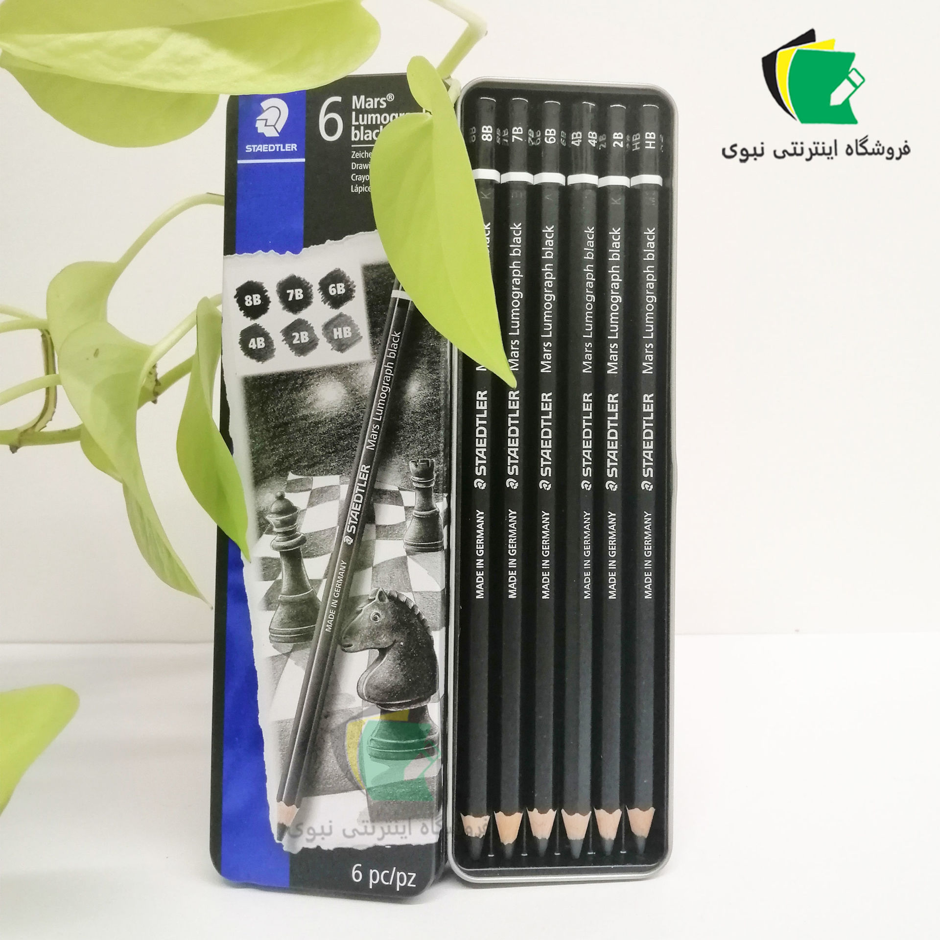 ست مداد کنته استدلر مدل لوموگراف staedtler mars lumogragh black بدنه مشکی بسته 6 عددی