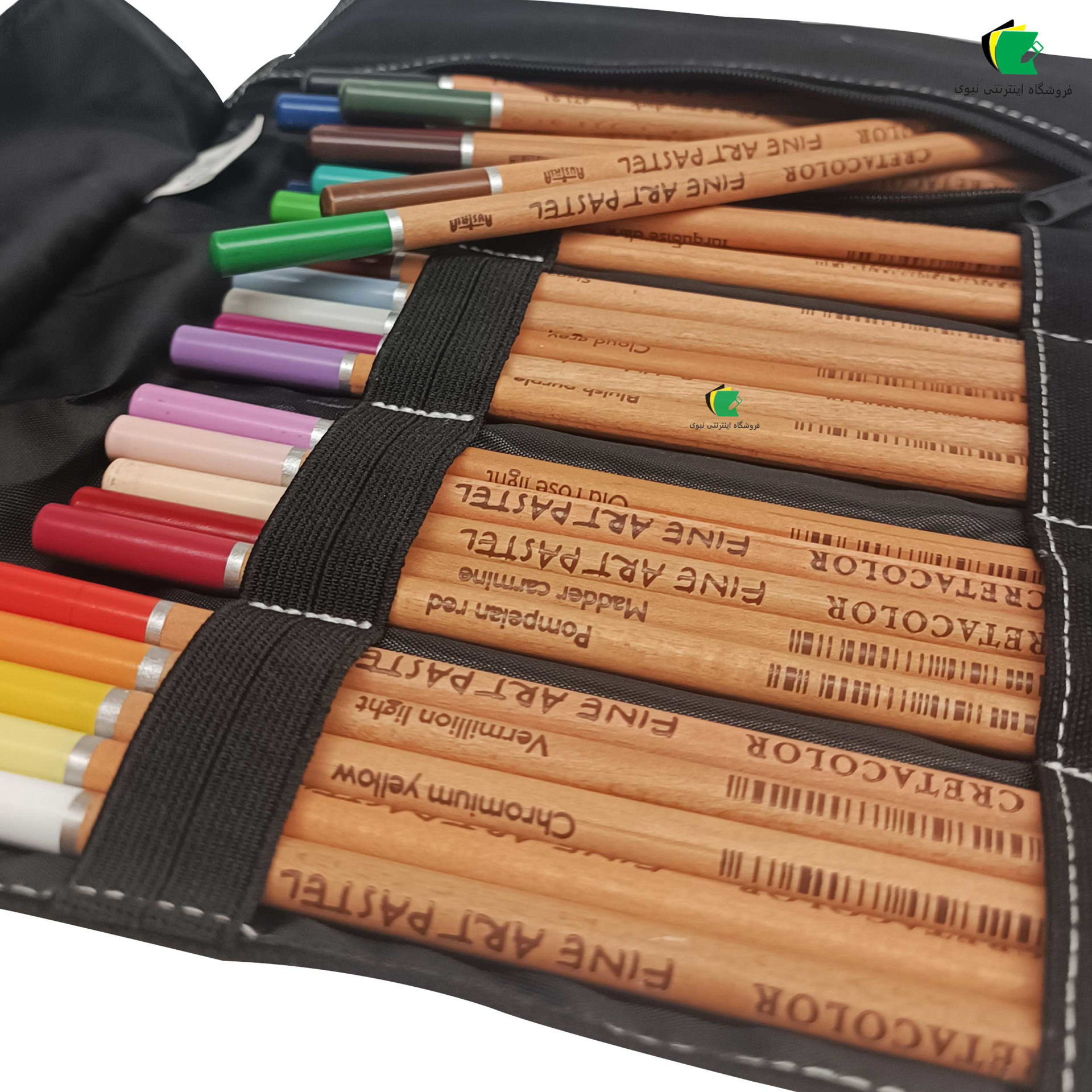 مداد پاستل 36 رنگ کرتاکالر مدل پاستل مدادی 47037 به همراه کیف جامدادی
