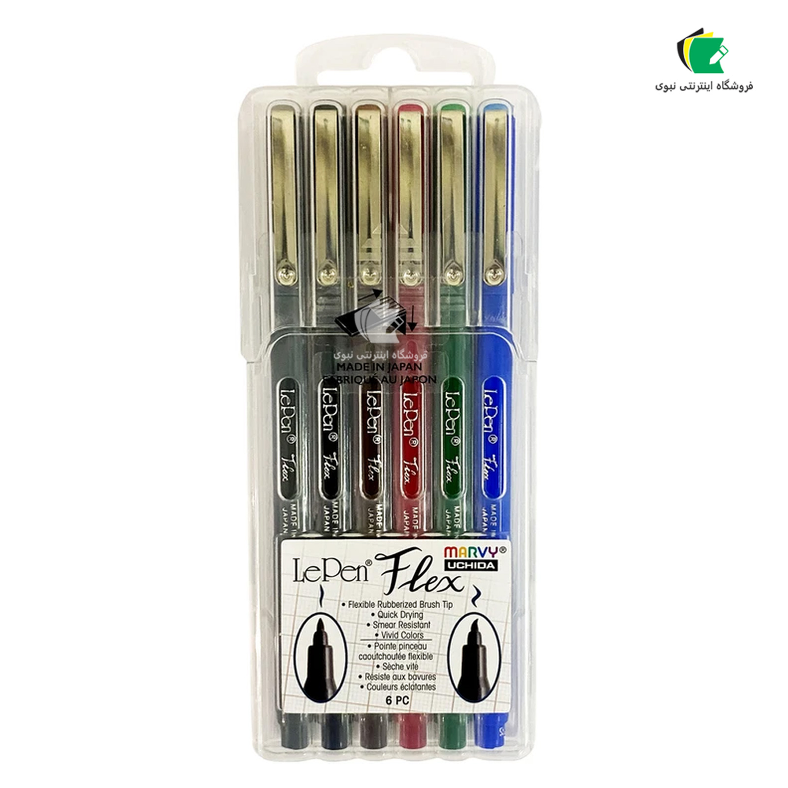 ست براش نوک نمدی لپن یوشیدا 6 رنگ مدل LePen flex کد 4800-6A
